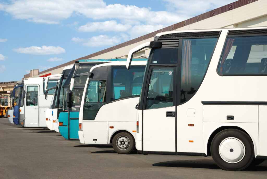 Line of charter buses